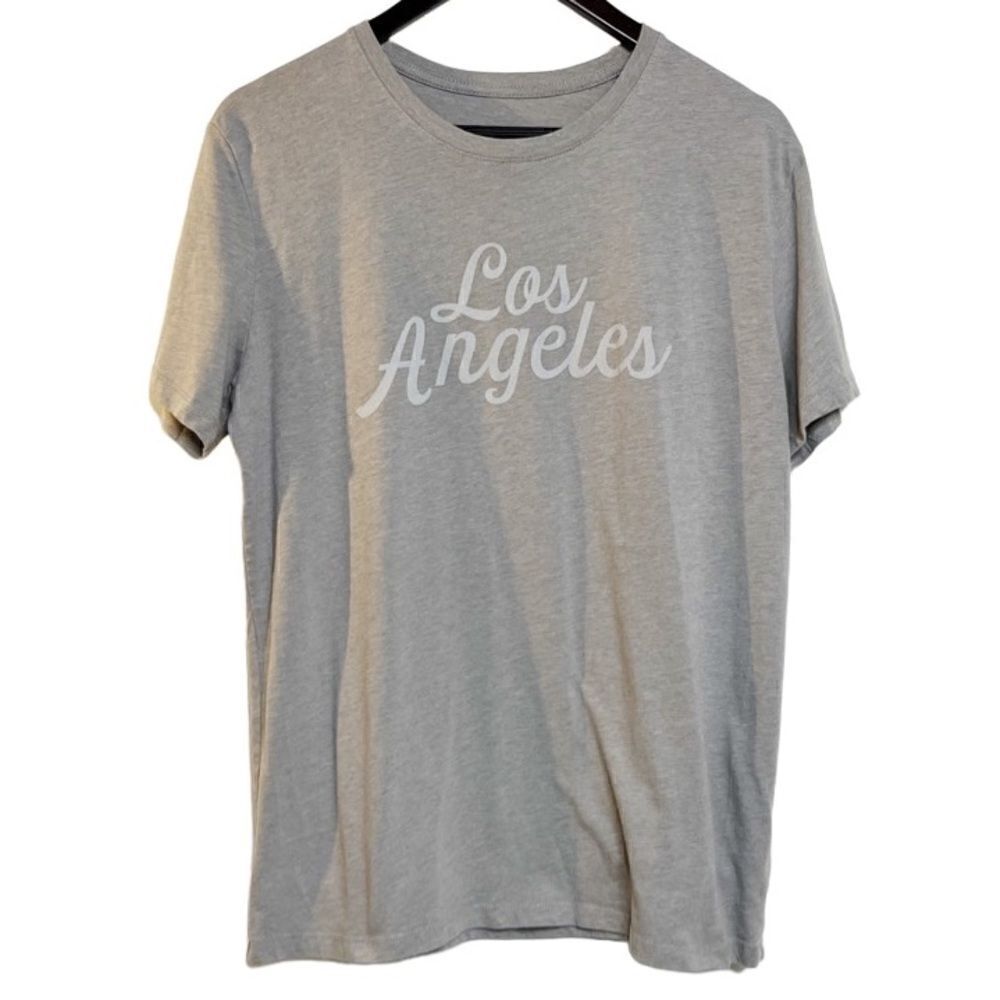 Good Fellow Classic Fit Los Angeles Short Sleeve Shirt  Light Grey Size Large